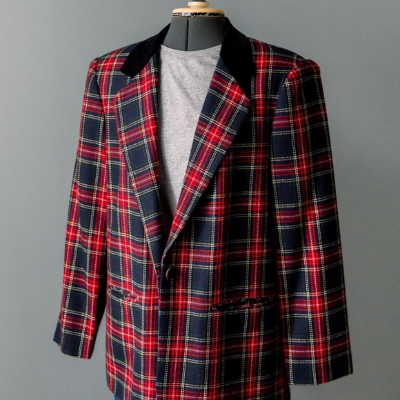 Women's 90's Vintage Plaid Academia Blazer - Picture 4 of 10